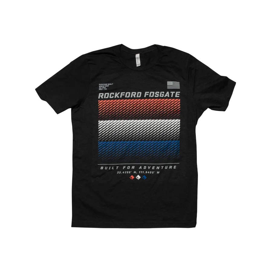 Heather Black T-shirt w/Red White Blue RF graphic-M