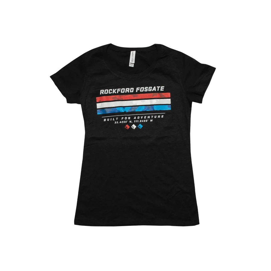 Womens Heather Black T-shirt w/Red White Blue RF Graphic-L