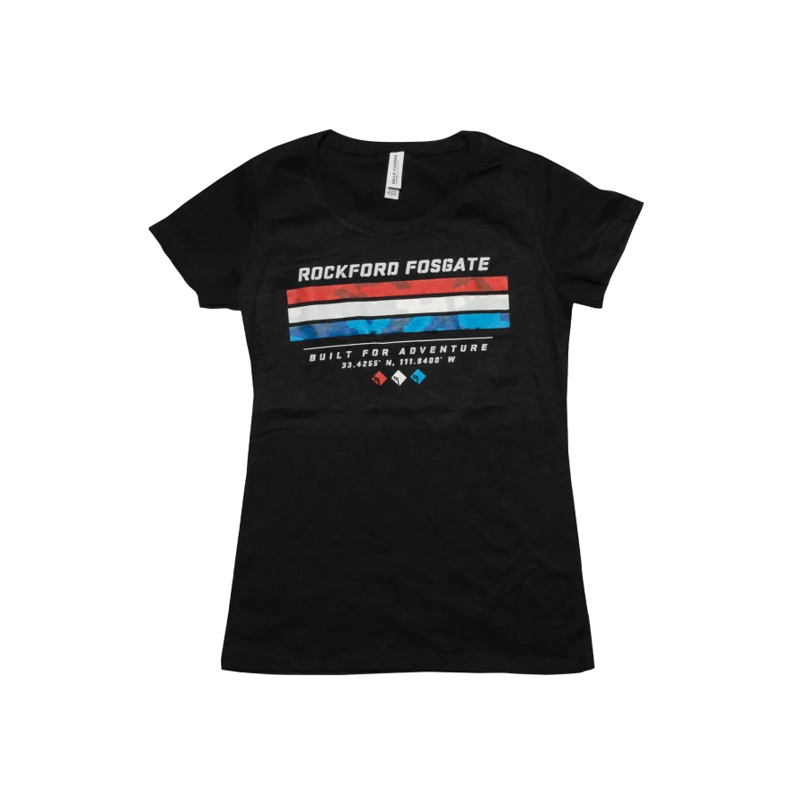 Womens Heather Black T-shirt w/Red White Blue RF Graphic-XL