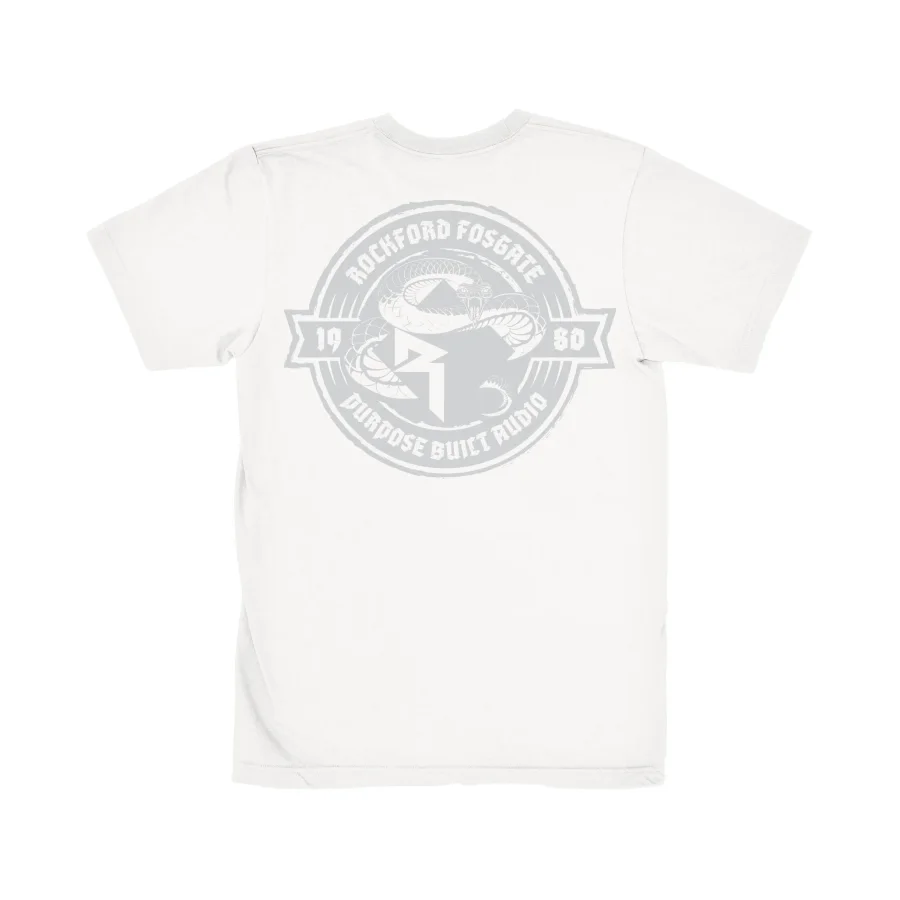 White T-Shirt with Grey Diamond-R logo and Snake Design (L)