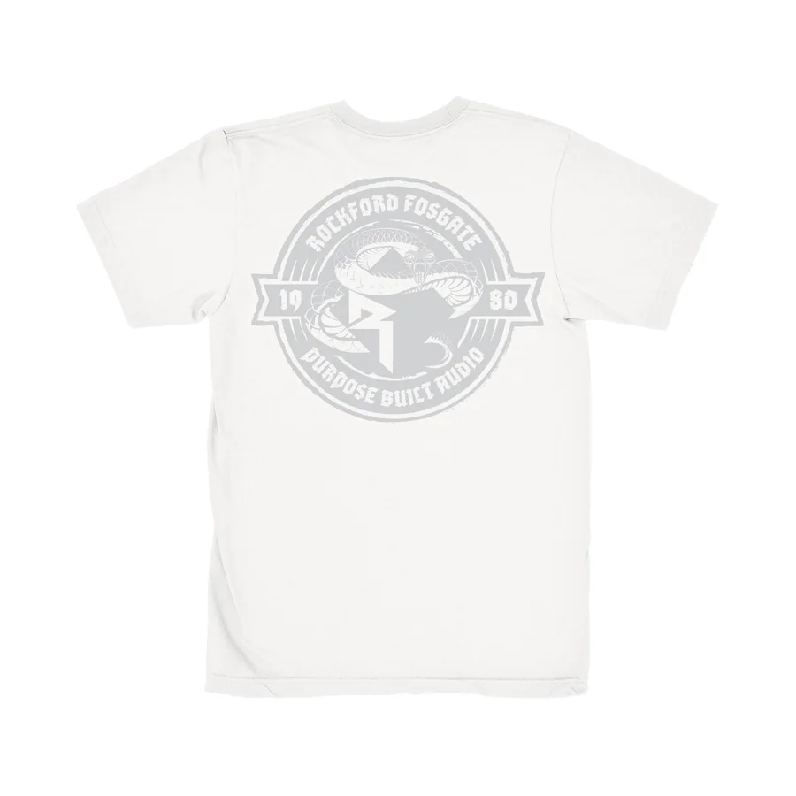 White T-Shirt with Grey Diamond-R logo and Snake Design (M)