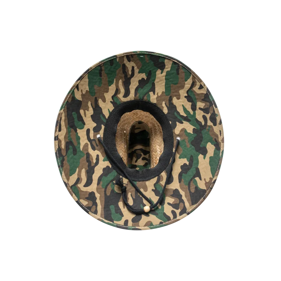 Straw Hat w/ Camo Print and Woven RF Patch