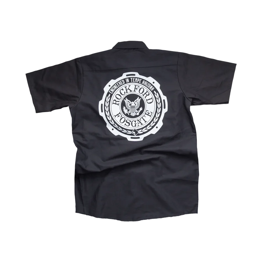 Black Button Down Camp Shirt w/ White RF Graphic (XL)