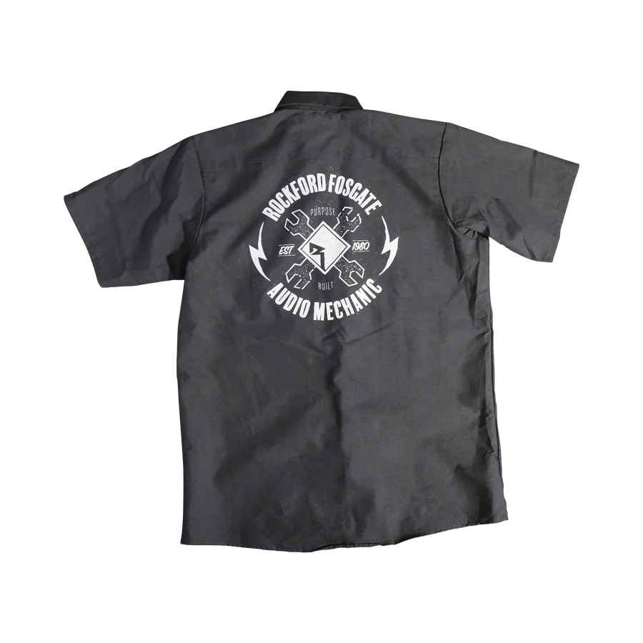 Black Button Down Camp Shirt w/ White RF Graphic-XXL