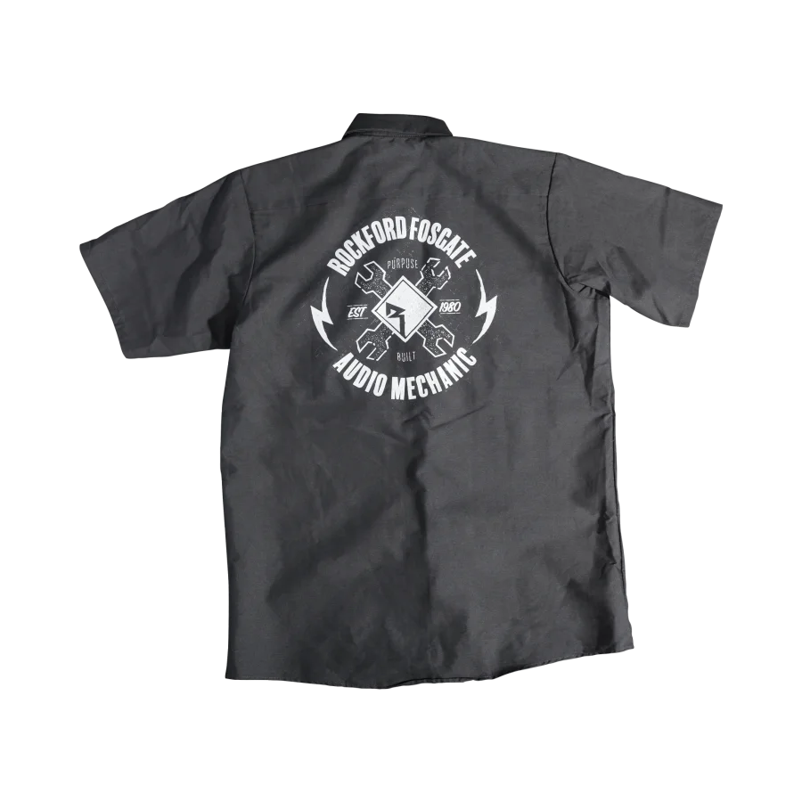 Black Button Down Camp Shirt w/ White RF Graphic-L