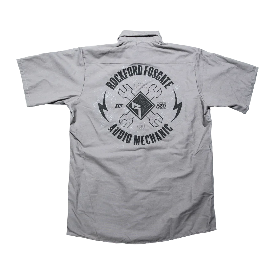 Charcoal Button Down Camp Shirt w/ White RF Graphic-L