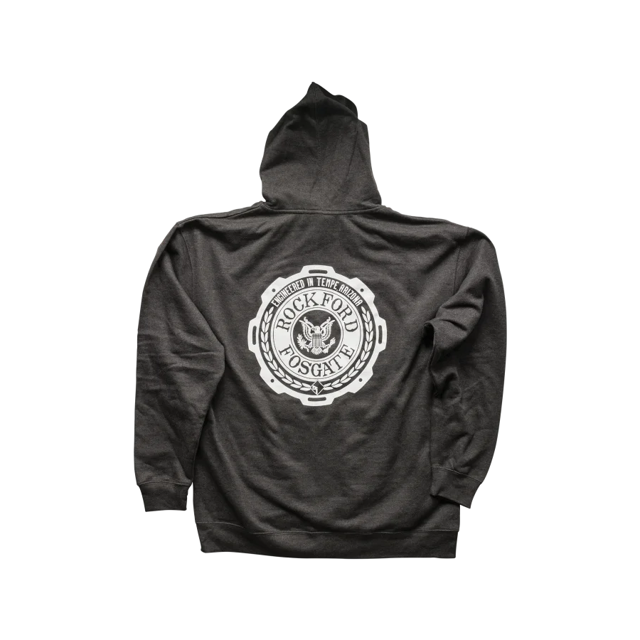 Charcoal Heather Gray Zip-Up Hoodie w/ RF Design (L)