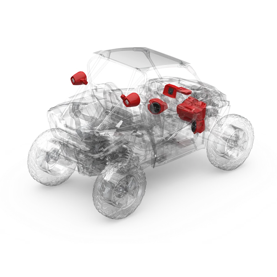 RZR Stage 4: 400 Watt Stereo, Front and Rear Speaker, and Subwoofer Kit for Select Polaris® RZR® Models (Gen-2)